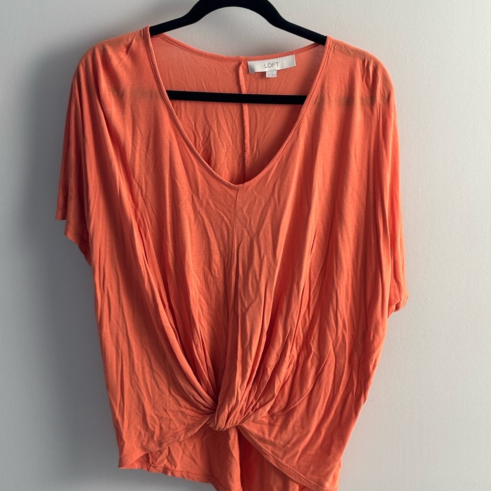 Loft orange knotted relaxed shirt